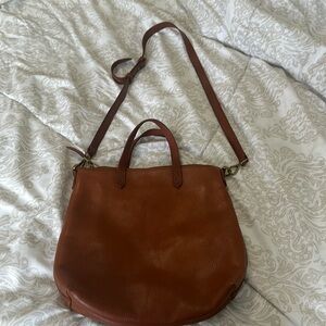 Madewell Small Leather Transport Crossbody Tote Bag English Saddle